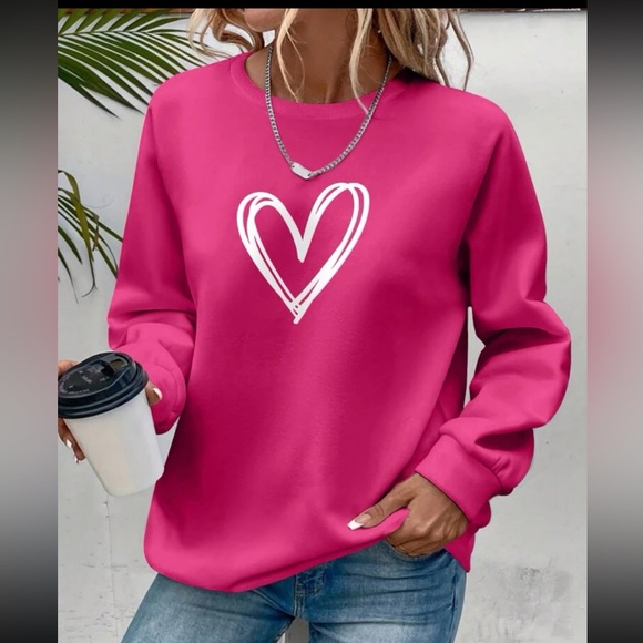 Hearts design fleece lined sweatshirt - Picture 1 of 9